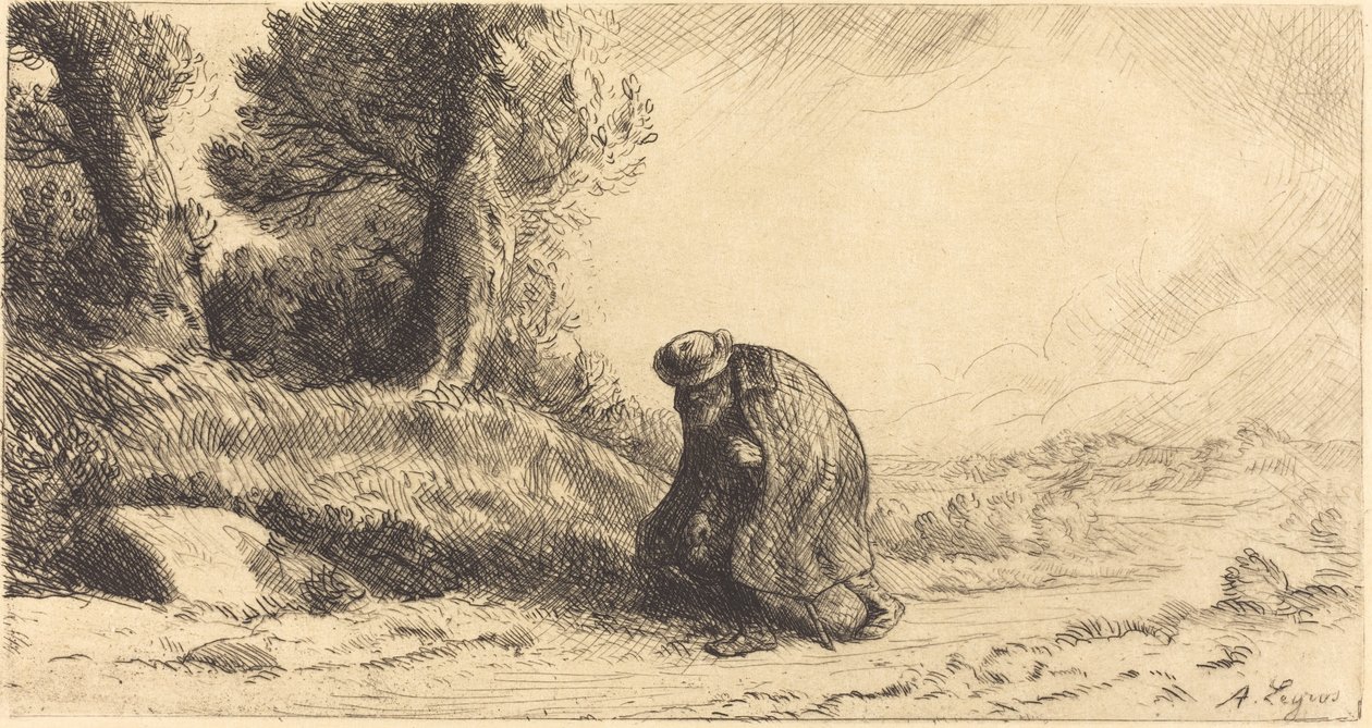 Un Vagabondo che Cammina lungo una Corsia da Alphonse Legros