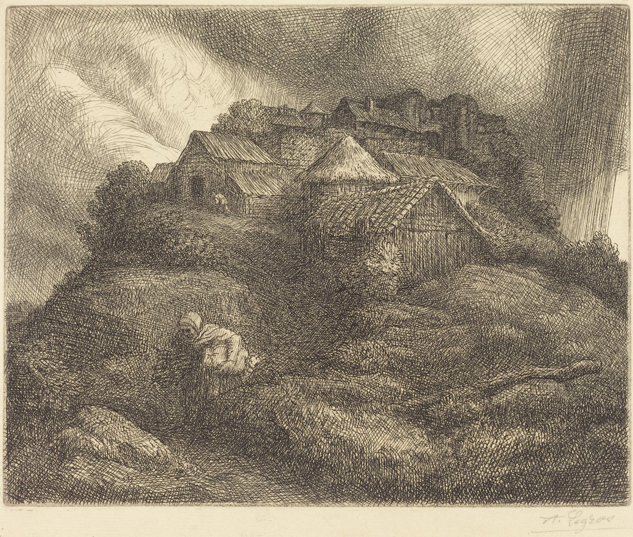 Villaggio di Saint-Pierre durante una Tempesta da Alphonse Legros