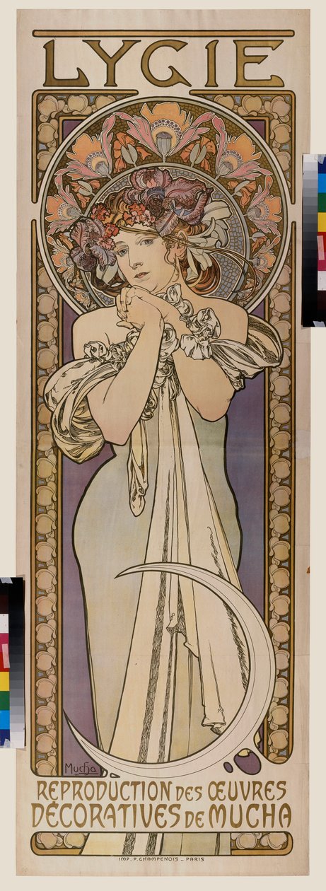 Pubblicità per il gruppo di danza Lygie da Alphonse Marie Mucha