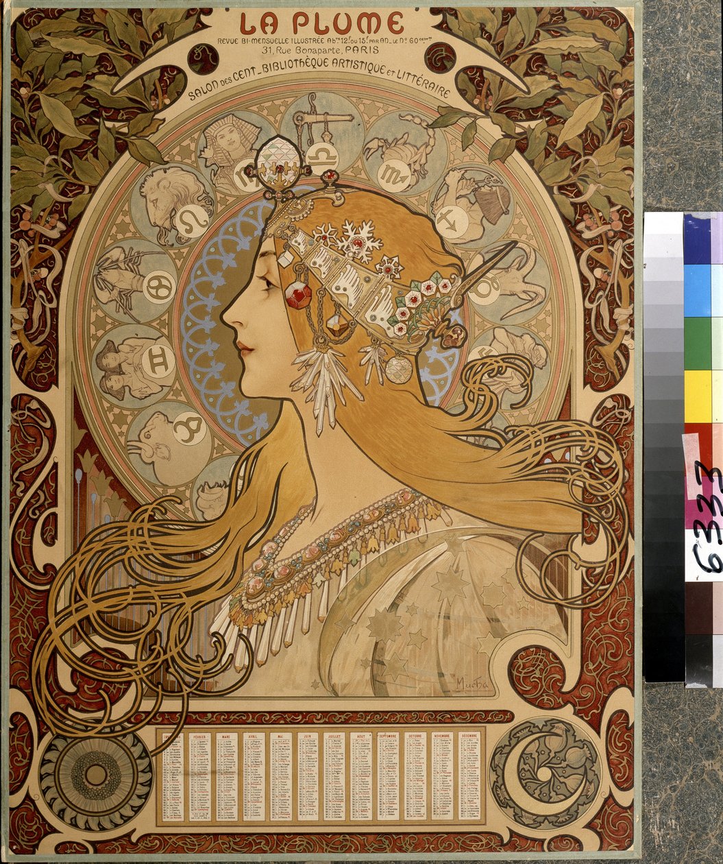Calendario "La Plume", rivista bimensile illustrata del Salon des Cent da Alphonse Marie Mucha