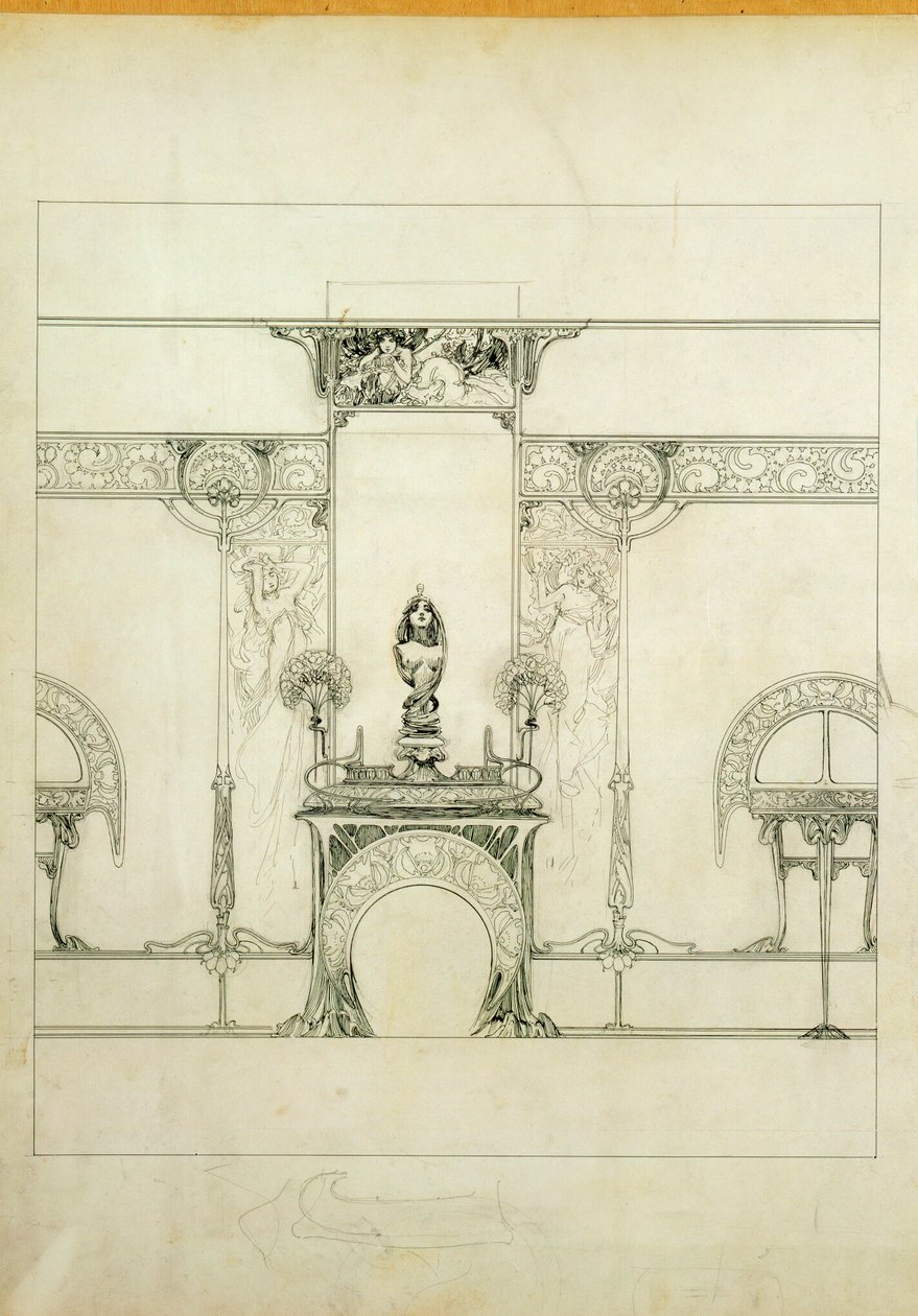 Progetto per la boutique del gioielliere Fouquet ... da Alphonse Marie Mucha