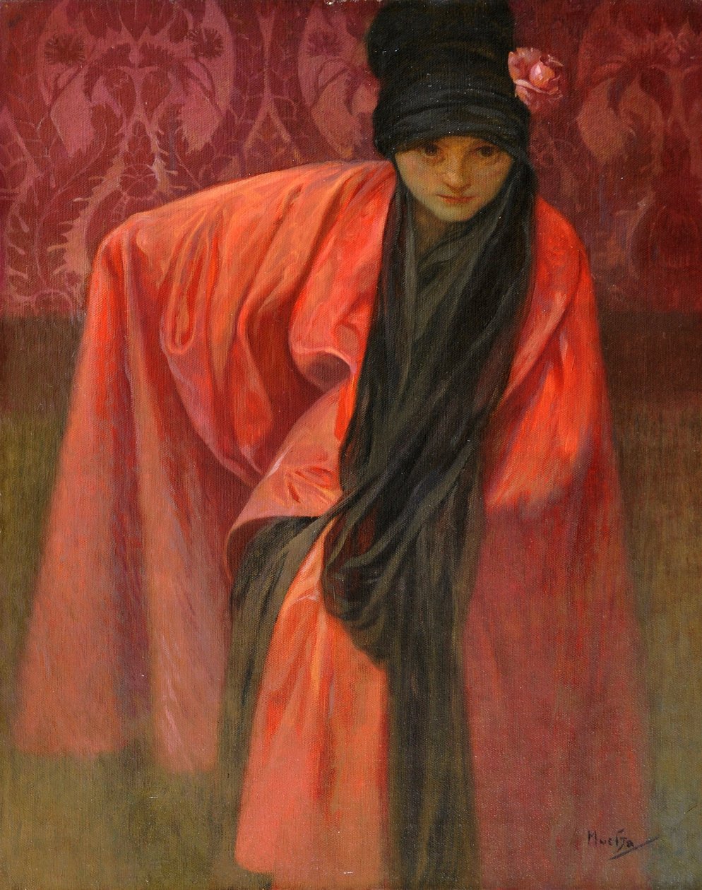 Ragazza in rosso da Alphonse Mucha