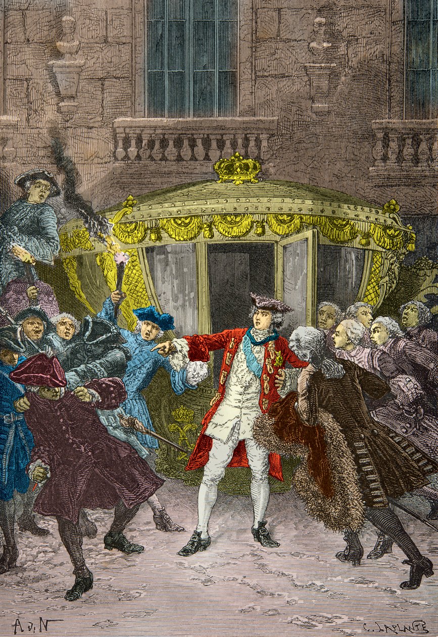 Tentativo di assassinio da parte di Robert Francois Damiens contro Luigi XV da Alphonse Marie de Neuville