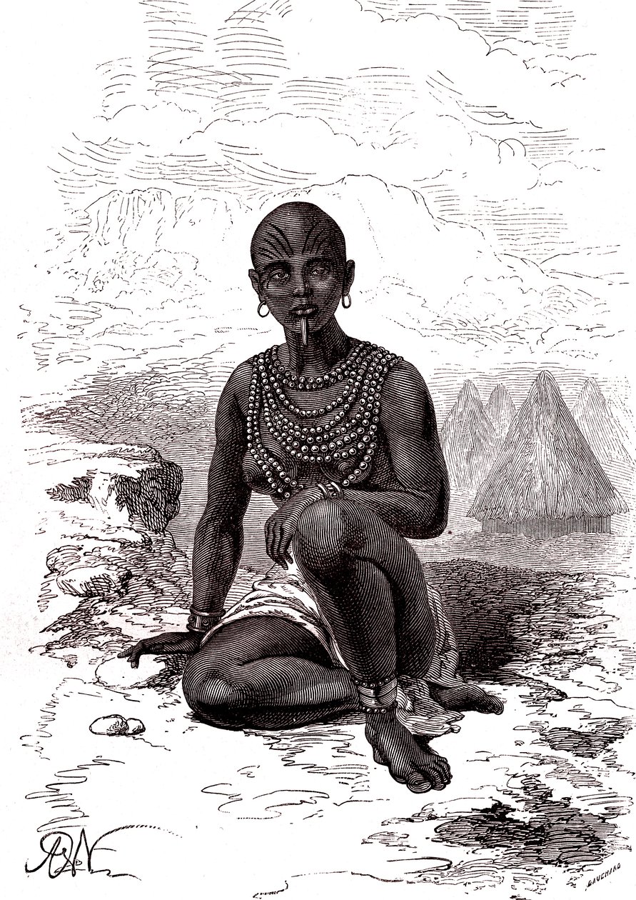 Bokke moglie di Moy, capo della tribù Latuka, Sudan del Sud da Alphonse Marie de Neuville