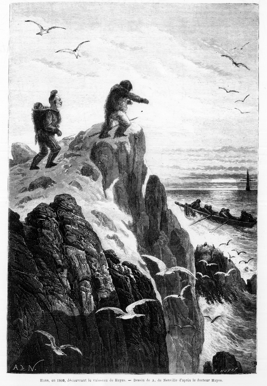 Hans nel 1860, scopre la nave di Hayes da Alphonse Marie de Neuville