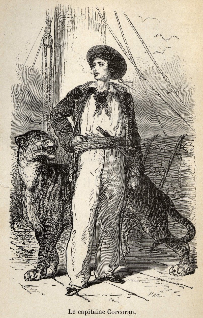 Illustrazione delle "Meravigliose ma autentiche avventure del Capitano Corcoran" di Alfred Assollant, illustrato con 25 vignette disegnate su legno da A. de Neuville, Librairie Hachette et Cie a Parigi da Alphonse Marie de Neuville