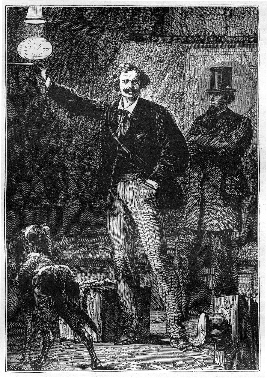 Illustrazione del libro "Intorno alla Luna" di Jules Verne, edizione Hetzel - Les voyages extraordinaires da Alphonse Marie de Neuville