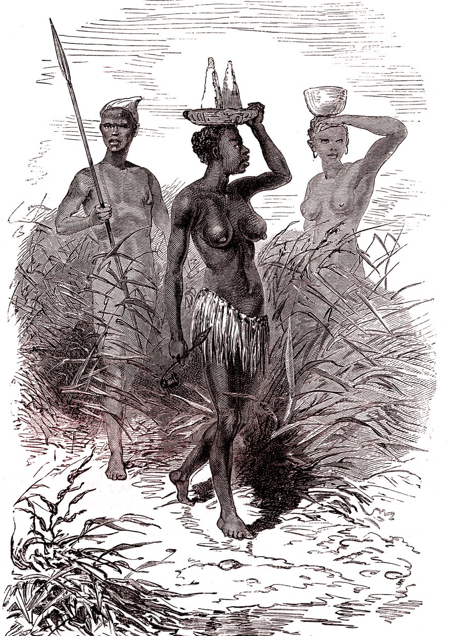 Nativi della tribù Nuer, valle del Nilo superiore da Alphonse Marie de Neuville