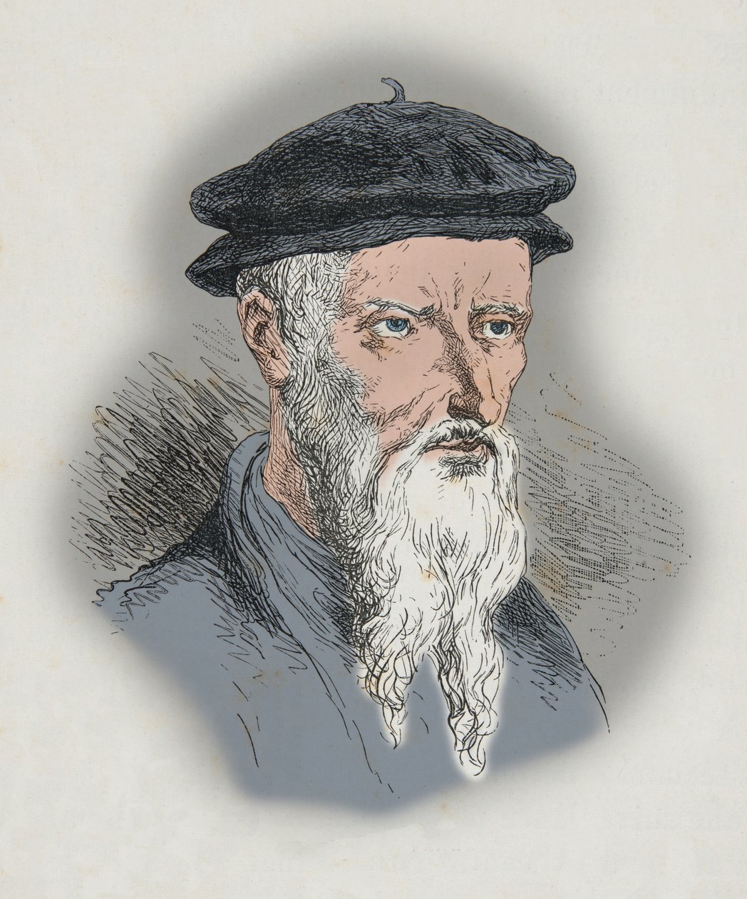 Ritratto di Guillaume Farel (Incisione) da Alphonse Marie de Neuville