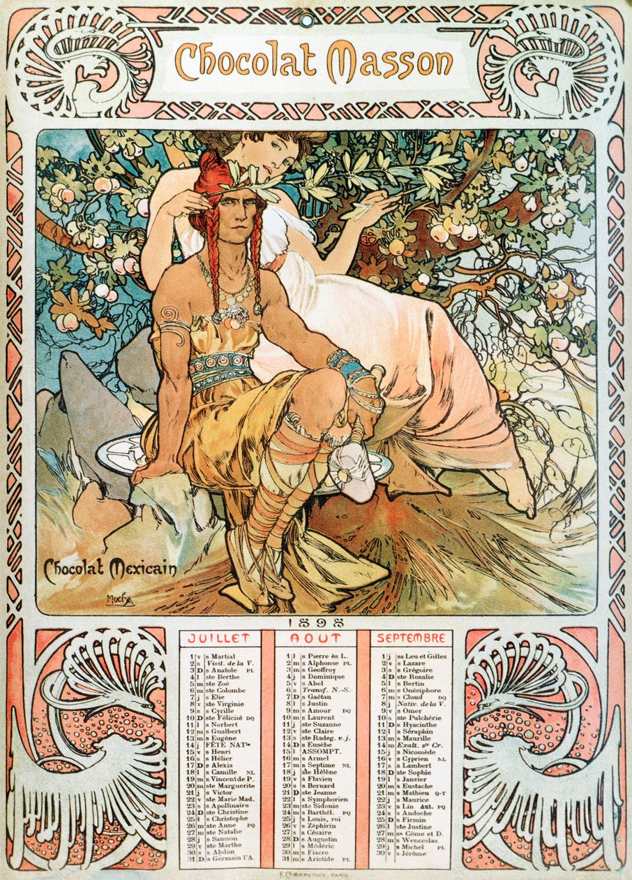 Pagina del calendario del 1898 decorata con un