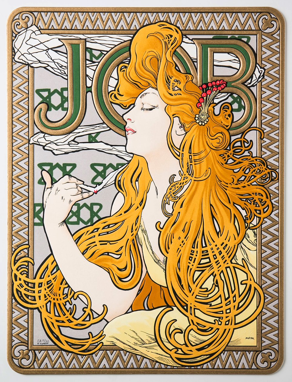 Poster pubblicitario per la carta velina Job, 1897 da Alphonse Mucha