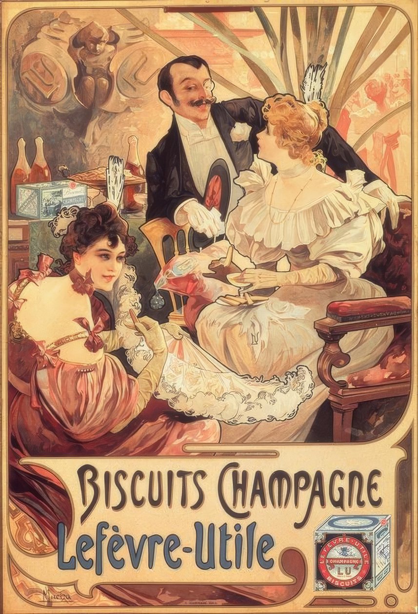 Biscotti Champagne / Lefèvre-Utile da Alphonse Mucha