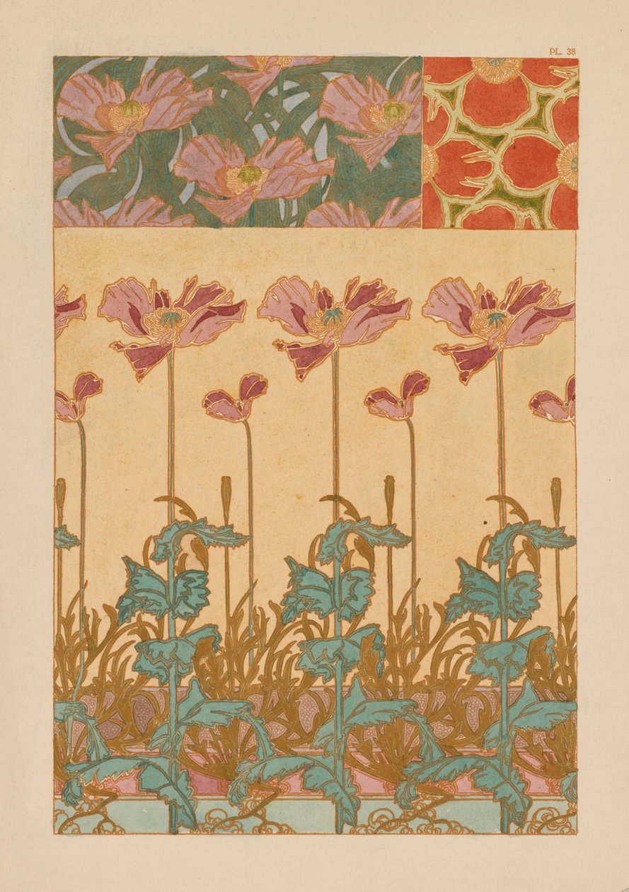 Documents Decoratifs: Orientalische Mohnblumen da Alphonse Mucha