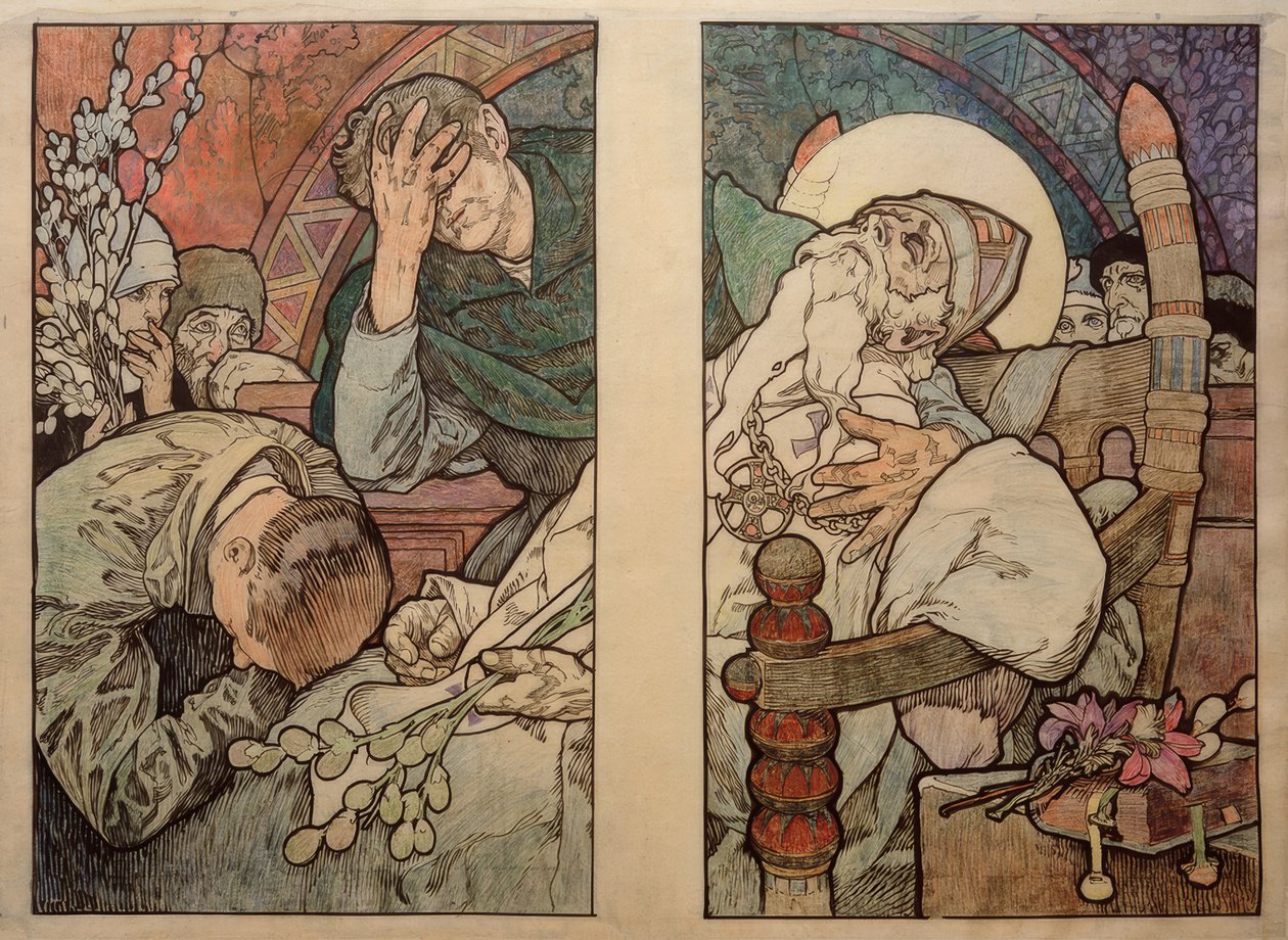 Finestra di San Vito a Praga, cartone 1931 da Alphonse Mucha