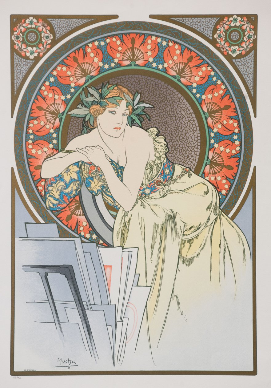 La donna con i papaveri, 1898 da Alphonse Mucha