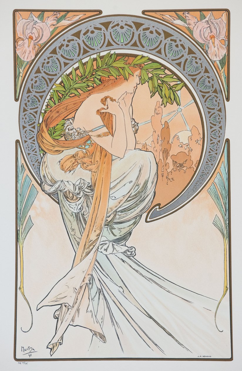 La Poesia Dalla serie Le Arti, 1898 da Alphonse Mucha