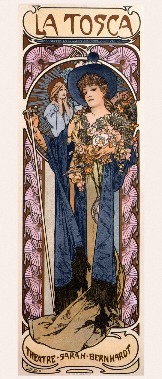 Poster per Tosca con Sarah Bernhardt, 1899 da Alphonse Mucha