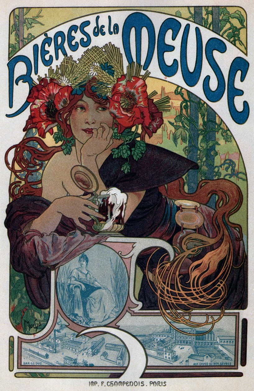 Poster per le Bieres de la Meuse, 1897 da Alphonse Mucha