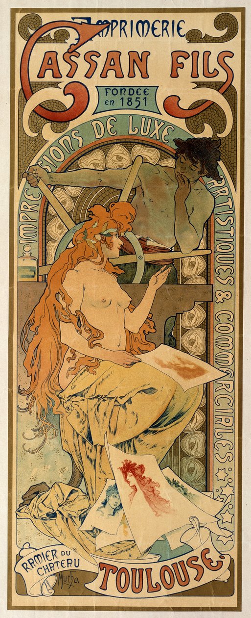 Poster per la tipografia Cassan Fils di Tolosa, 1897 da Alphonse Mucha
