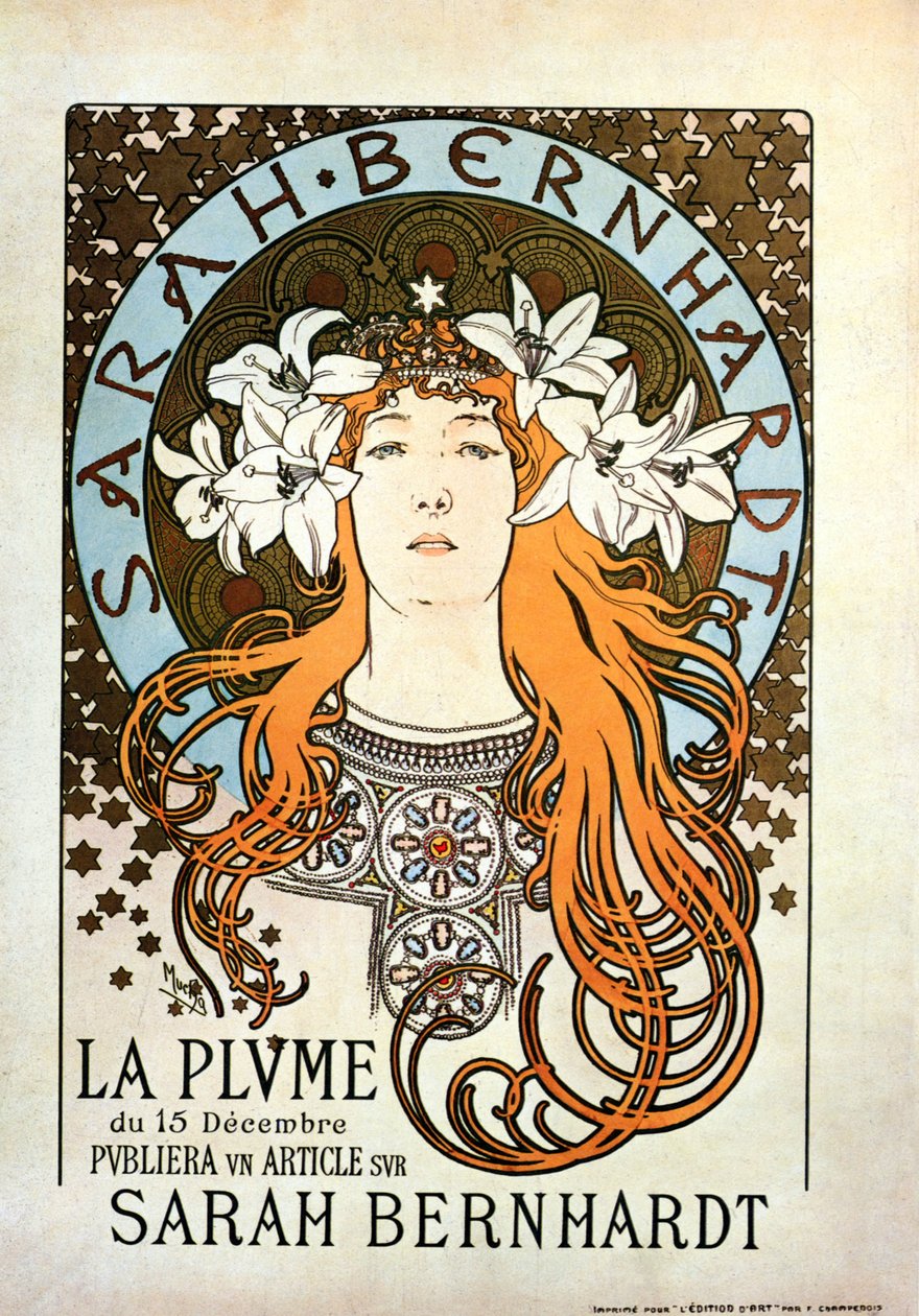 Sarah Bernhardt, La Plume, 15 dicembre 1896 da Alphonse Mucha