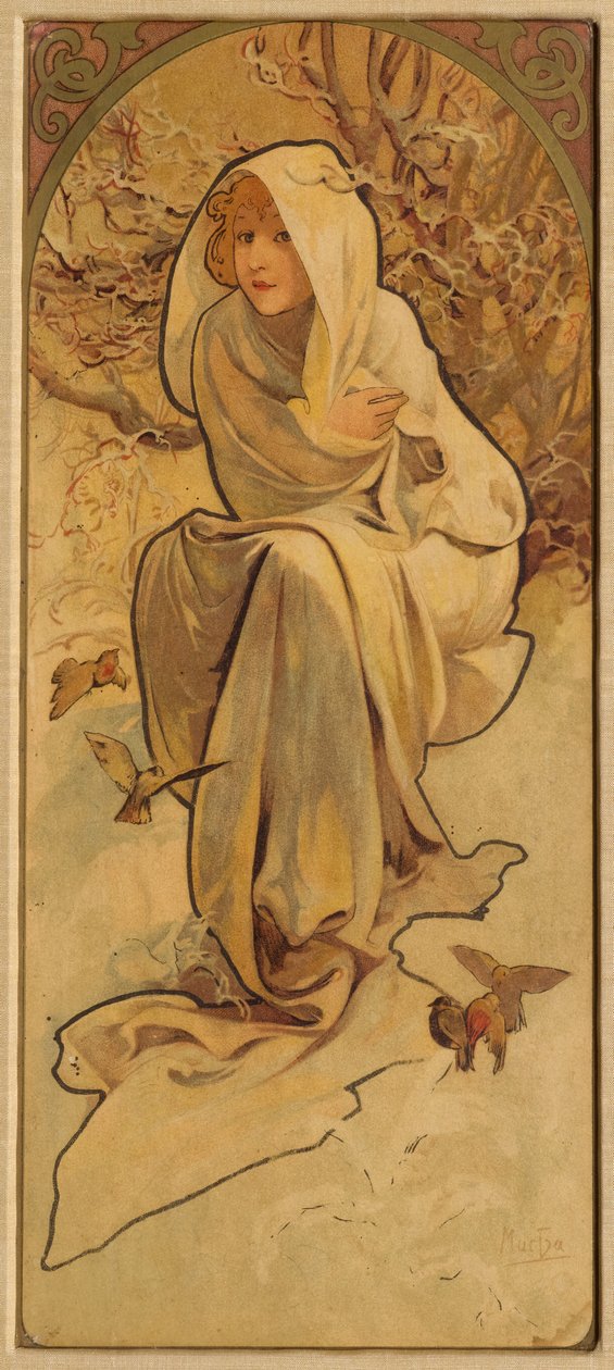 Inverno dalla serie Les Saisons da Alphonse Mucha