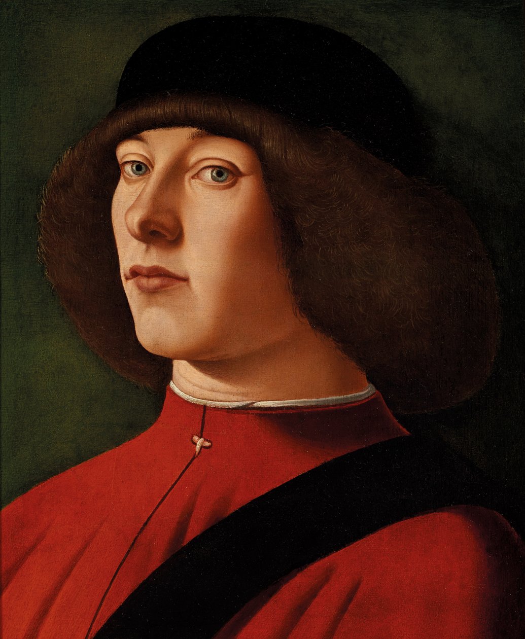 Ritratto di un uomo, busto, con sfondo verde da Alvise (and workshop) Vivarini