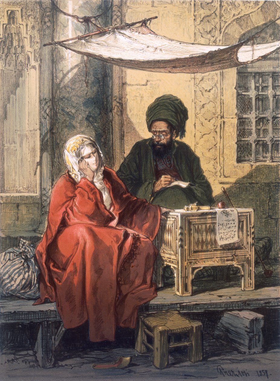 Scrittura di lettere, 1858 da Amadeo Preziosi