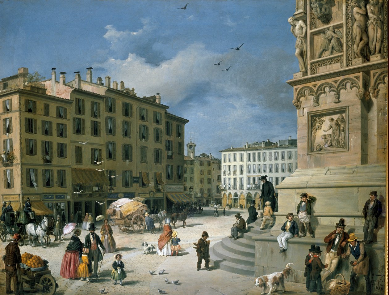 Amanzia Guerillot Inganni, Piazza del Duomo, 1850 da Amanzia Guérillot