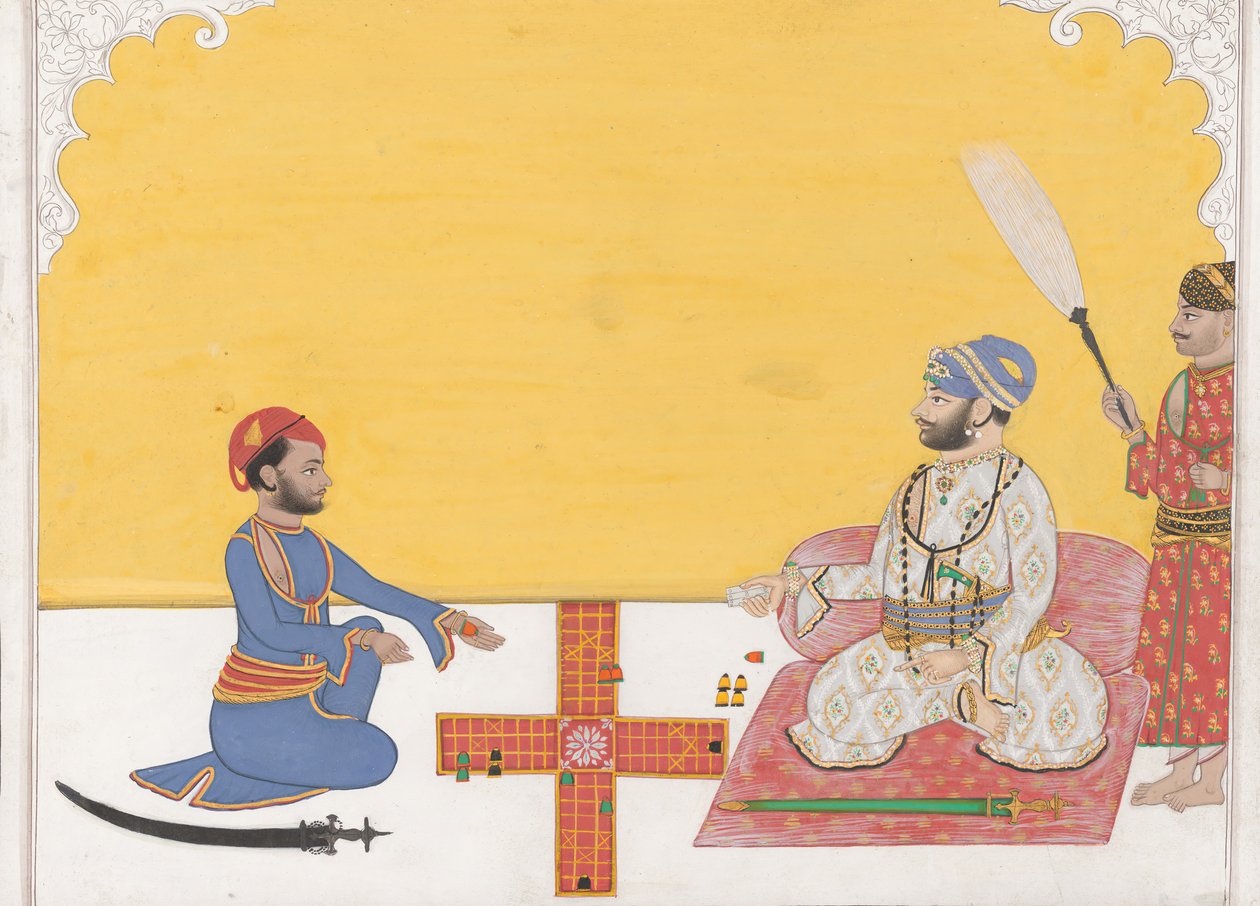 Maharaja Sovan Singh gioca a pachisi, ca. 1868 da Ambav