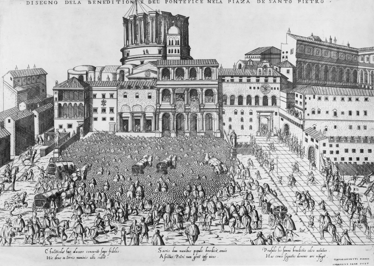 Benedizione del Papa in Piazza San Pietro, c.1583 da Ambrogio Brambilla