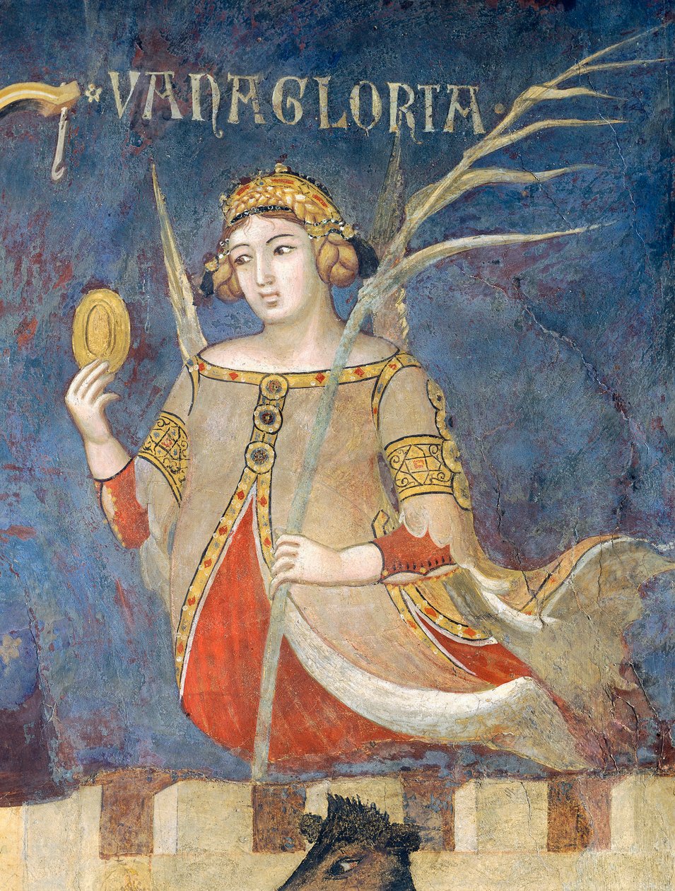 Allegoria del cattivo governo, vanagloria, (dettaglio) da Ambrogio Lorenzetti