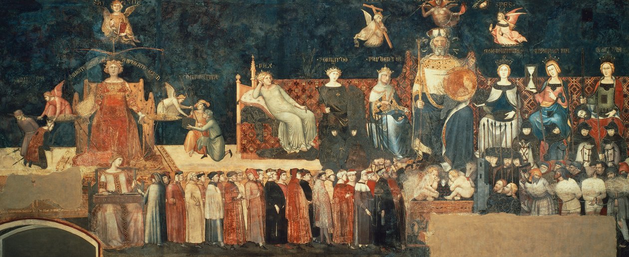Allegoria del Buon Governo, dettaglio da Allegoria ed effetti del buon e cattivo governo in città e campagna da Ambrogio Lorenzetti
