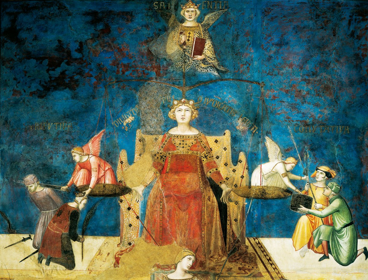 Allegoria del Buon Governo, saggezza e giustizia (dettaglio) da Ambrogio Lorenzetti