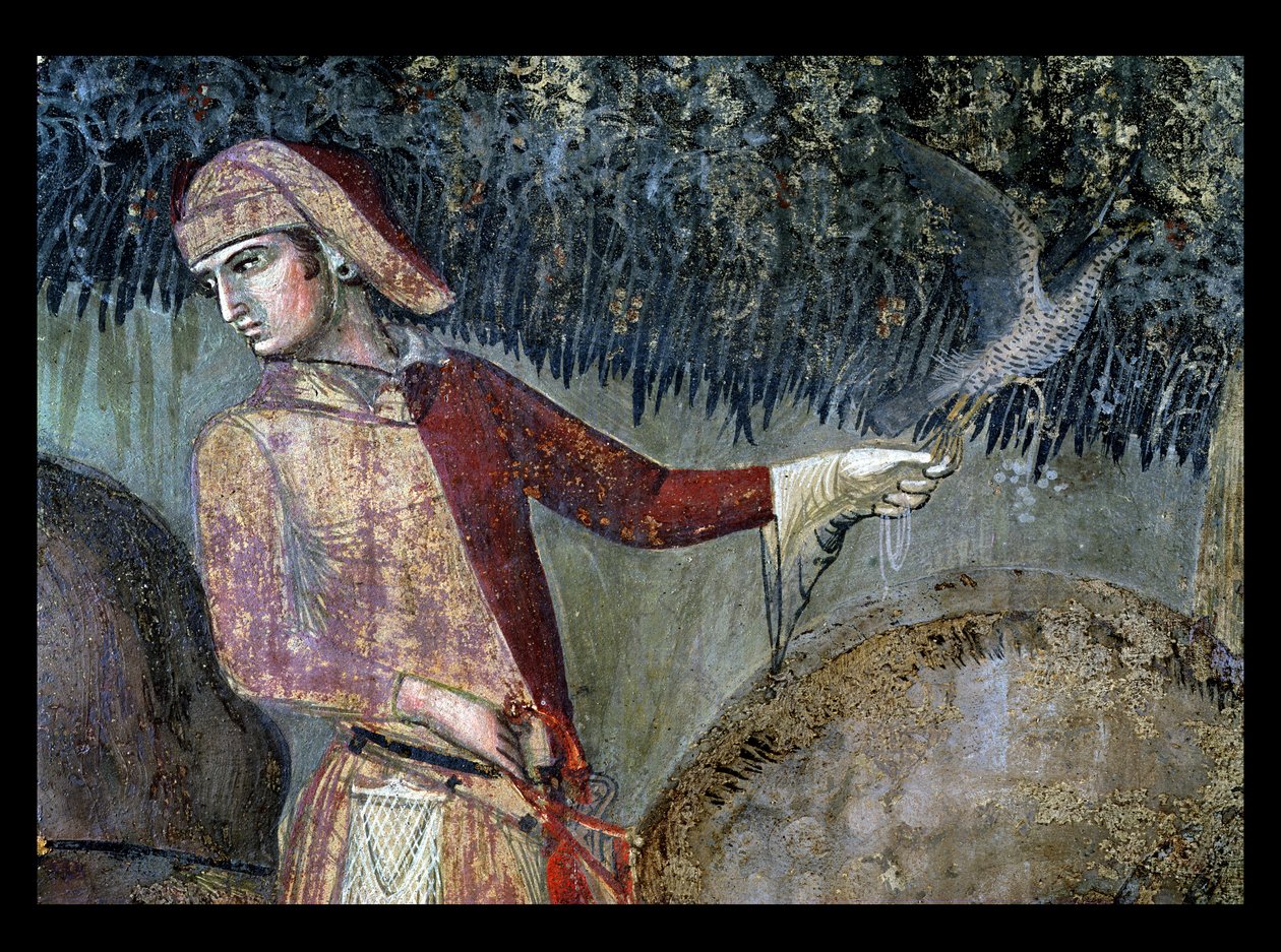 Effetti del Buon Governo in campagna, dettaglio di un falconiere, 1388-40 da Ambrogio Lorenzetti