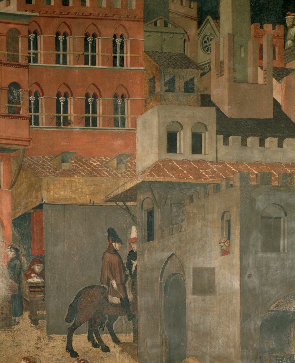 Case e cavalieri (pittura murale) da Ambrogio Lorenzetti