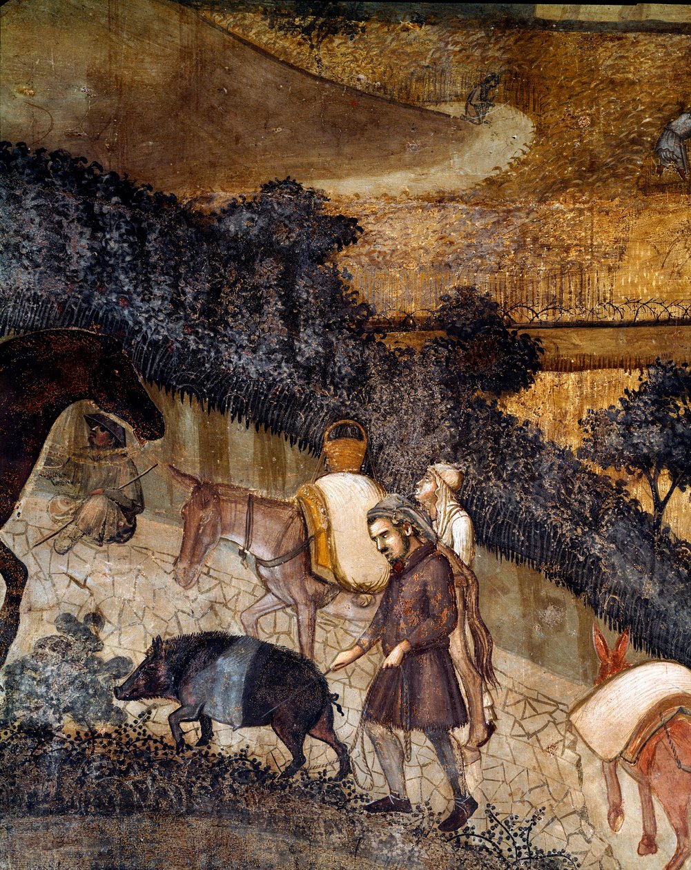 Contadini che arano i campi (dettaglio) da Ambrogio Lorenzetti