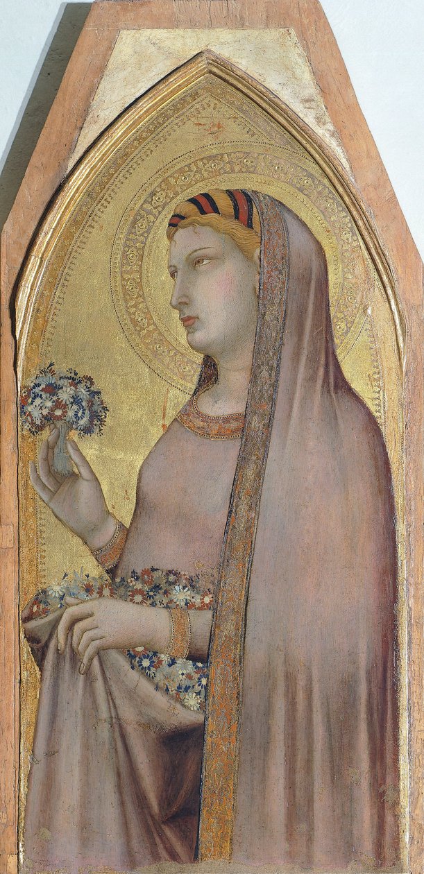 Santa Dorotea, dettaglio dal Trittico raffigurante la Madonna col Bambino con Maria Maddalena e Santa Dorotea da Ambrogio Lorenzetti
