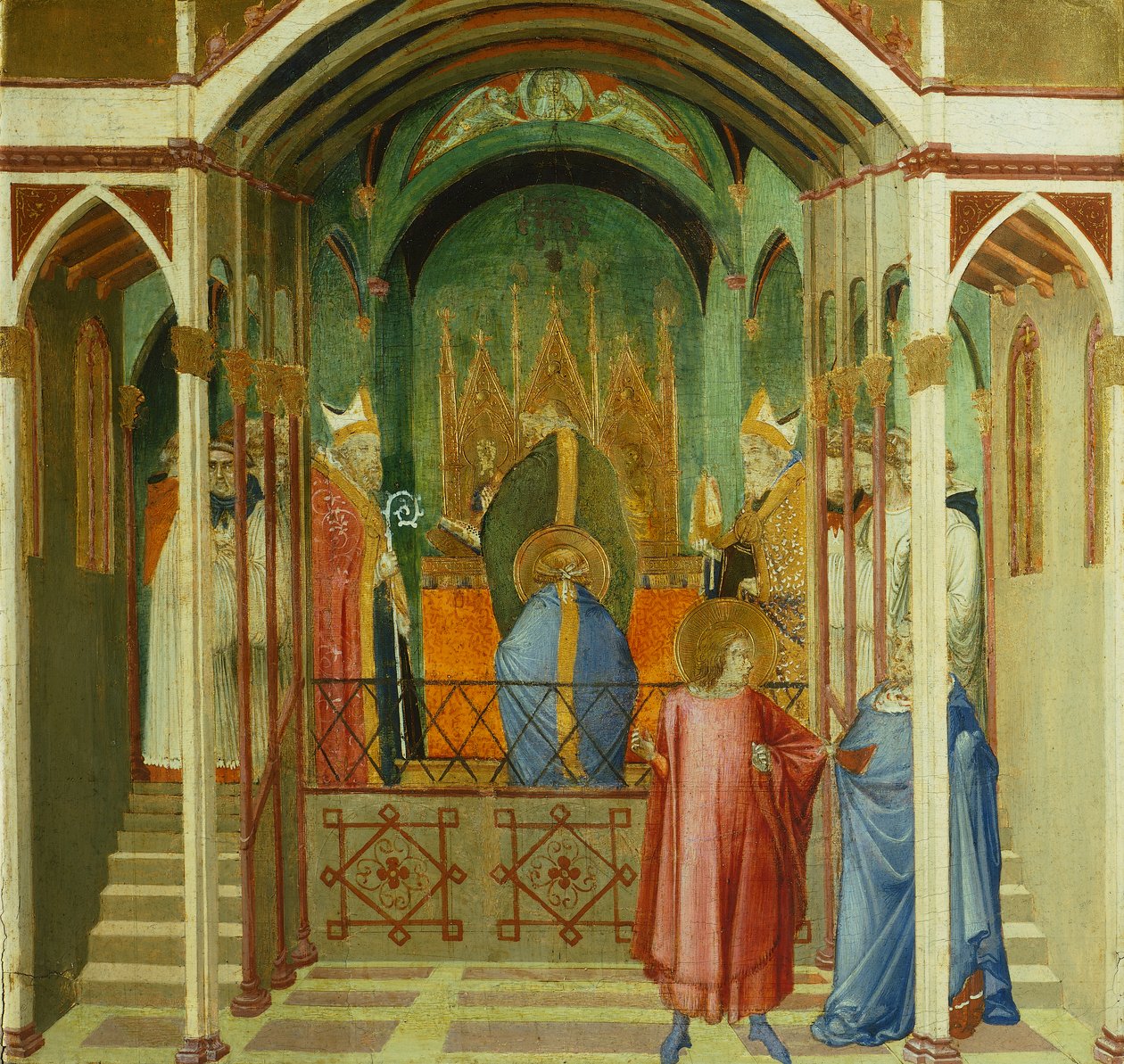 La consacrazione di San Nicola come vescovo di Mira (dettaglio) da Ambrogio Lorenzetti