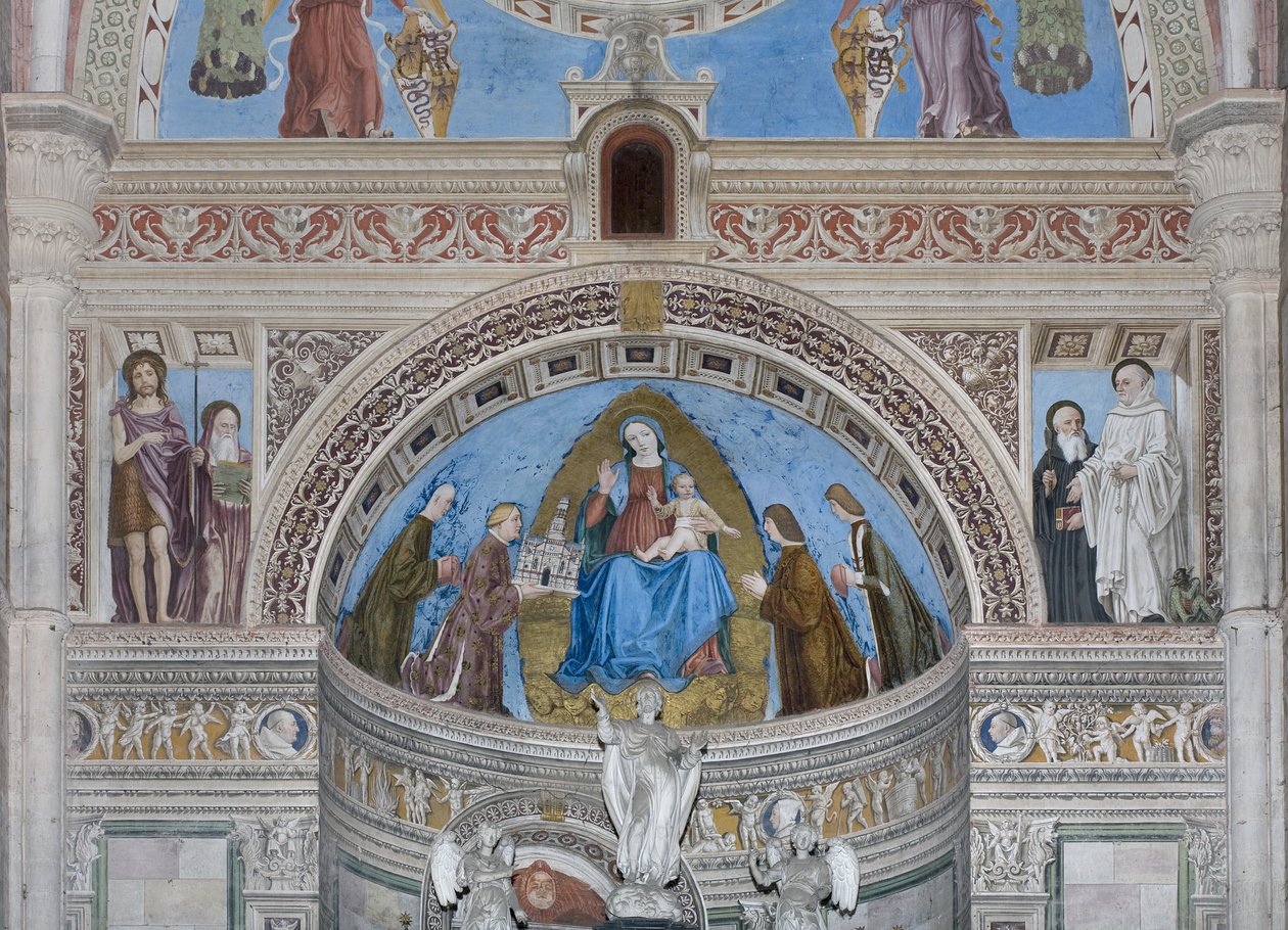 Gian Galeazzo Visconti e figli offrono il modello della Certosa alla Vergine Maria, 1500-1522 da Ambrogio da Fossano