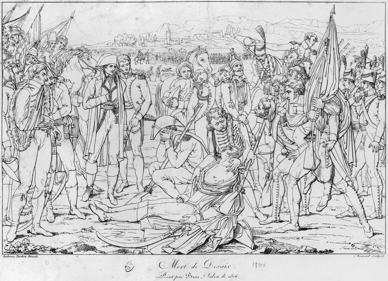 Morte del generale Desaix alla battaglia di Marengo il 14 giugno 1800, dopo un dipinto di Jean Broc, Salon del 1806, inciso da Charles Normand (1765-1840) da Ambroise Tardieu