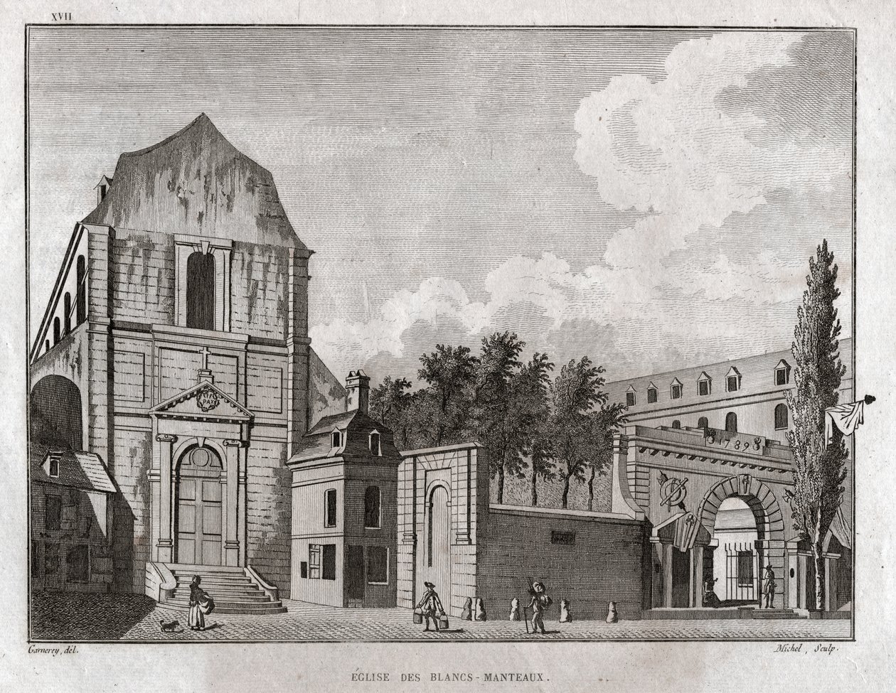La chiesa dei Blancs Manteaux nel quartiere Marais a Parigi da Ambroise Louis Garneray