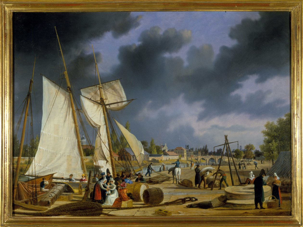 Il porto di Caen, di Louis Garneray, circa 1820 da Ambroise Louis Garneray