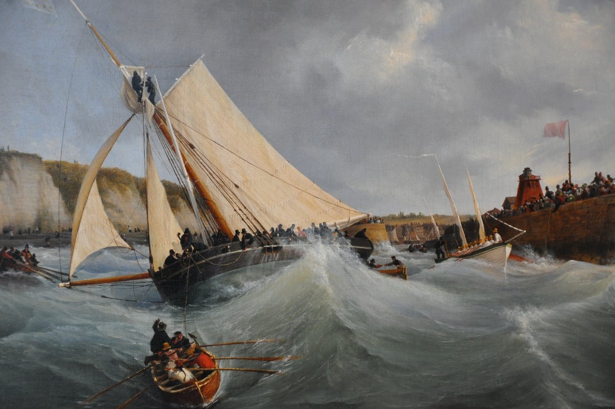 il cutter di stato Furet al servizio di Sua Altezza Reale la Duchessa di Berry in partenza dal porto di Dieppe da Ambroise Louis Garneray