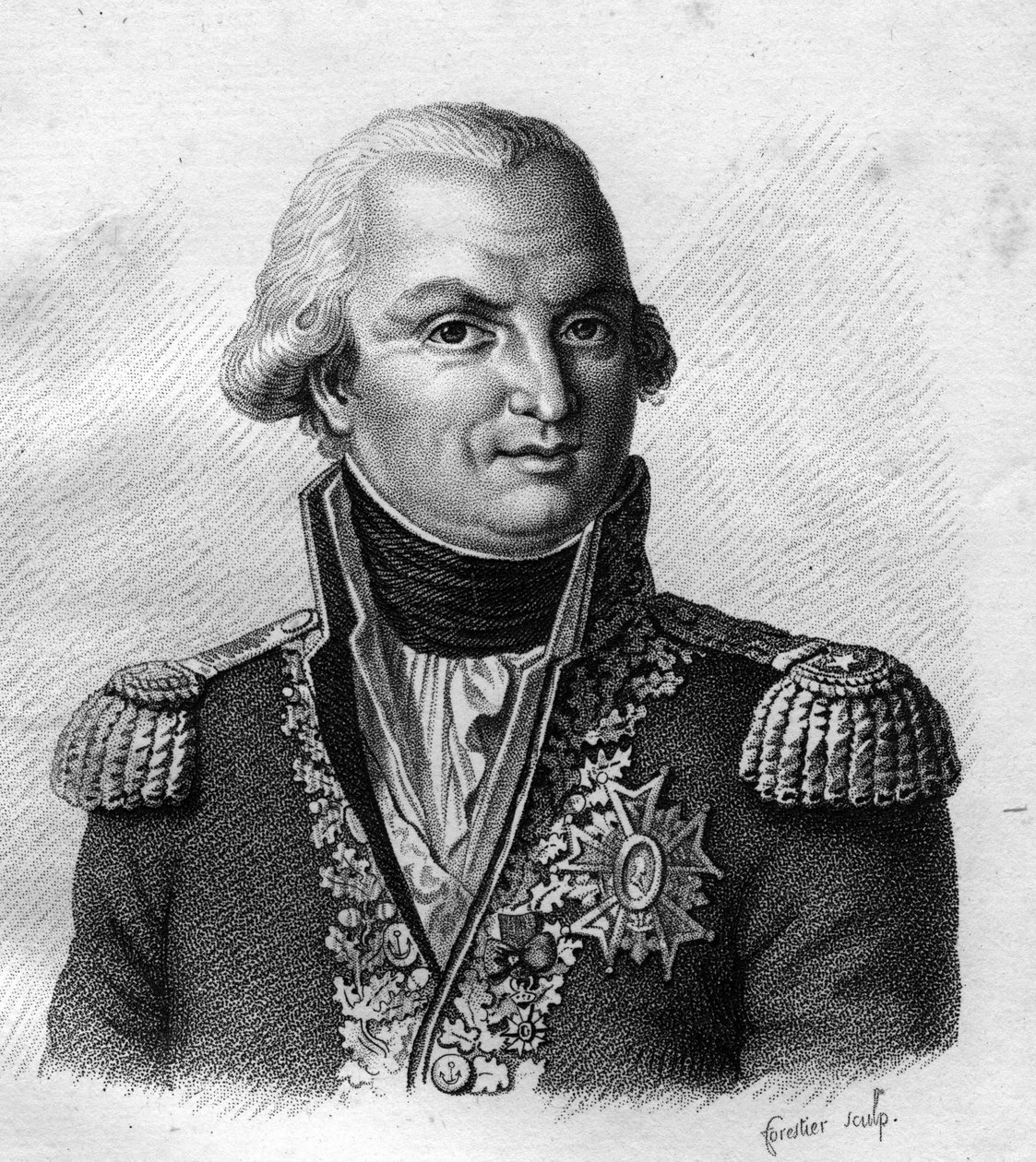 Ammiraglio Villaret de Joyeuse (Louis Thomas, Conte di Villaret de Joyeuse) Ammiraglio francese (1747-1812). in "Portraits des généraux français en suite les victoires et conquêtes des français". Inciso da Ambroise Tardieu nel 1818. Collezione Stella. da Ambroise Tardieu