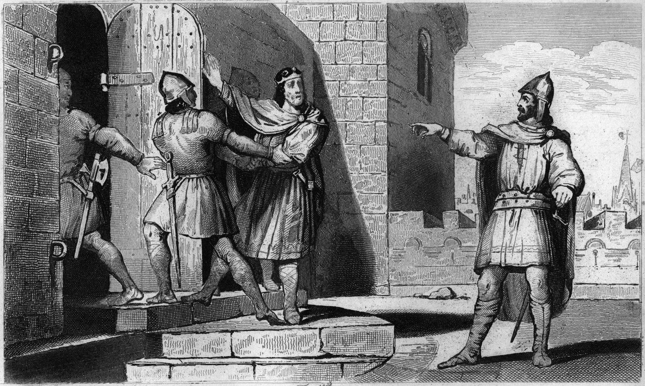 Carlo III (879-929) il Semplice catturato da uno dei suoi soldati nel 923 - Imprigionamento di Carlo III il Semplice (879-929), 923: credendo di trovare rifugio con Erberto di Vermandois, l