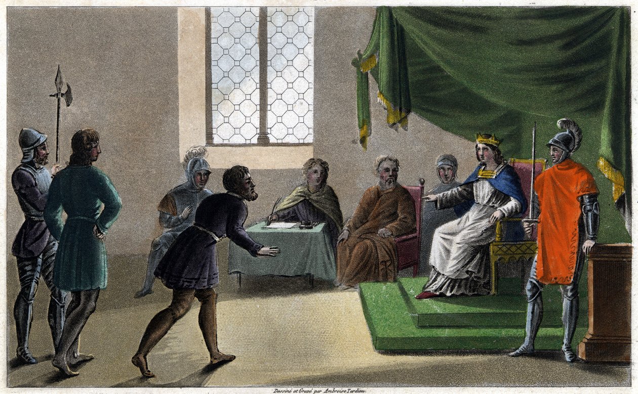 Childeberto II rende giustizia ai suoi sudditi (711). Disegnato e inciso da Ambroise Tardieu nel 1825 da Ambroise Tardieu