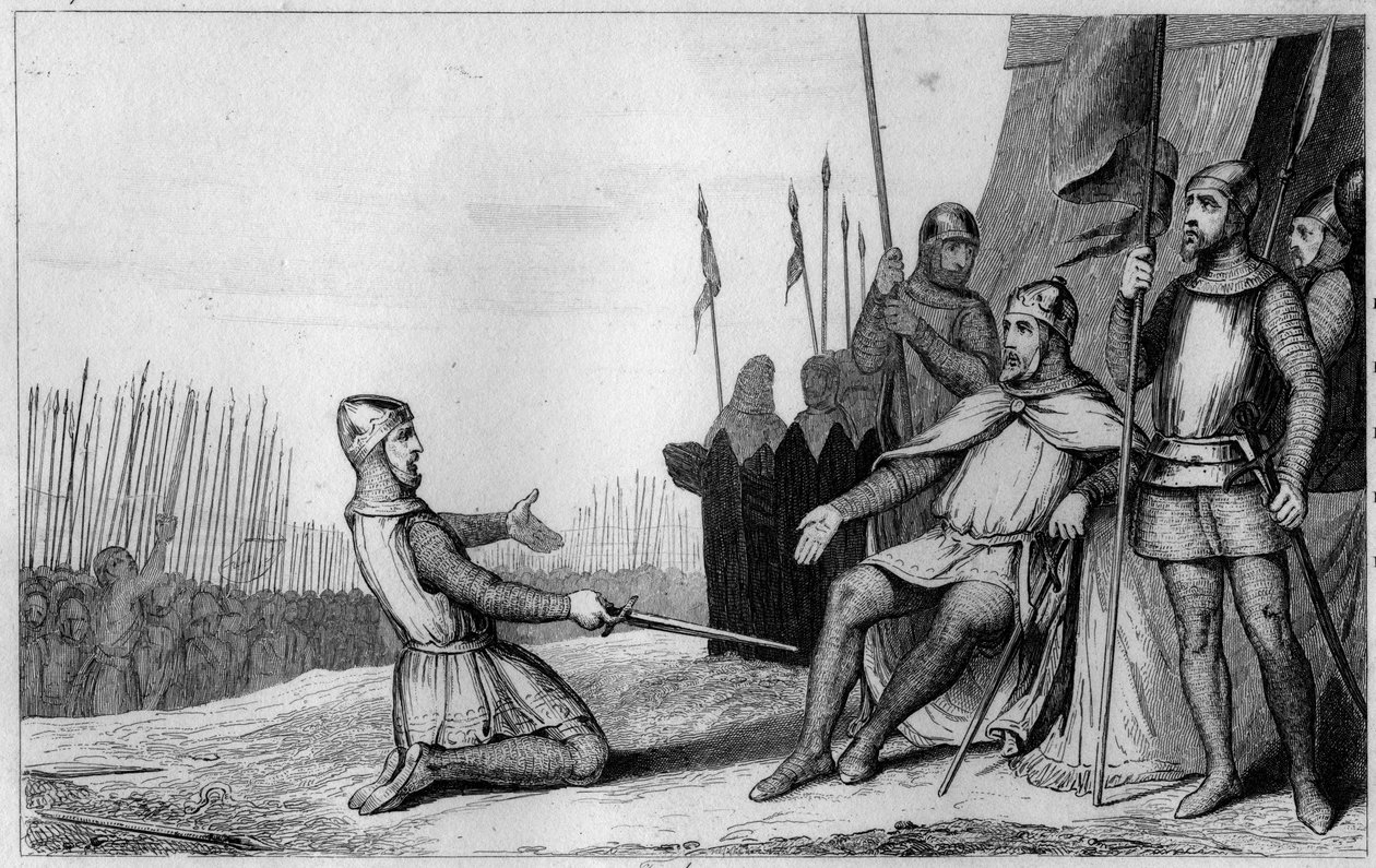 Enrico I (1008-60) perdona suo fratello Roberto il Vecchio nel 1032 - Incisione del 1825 in 