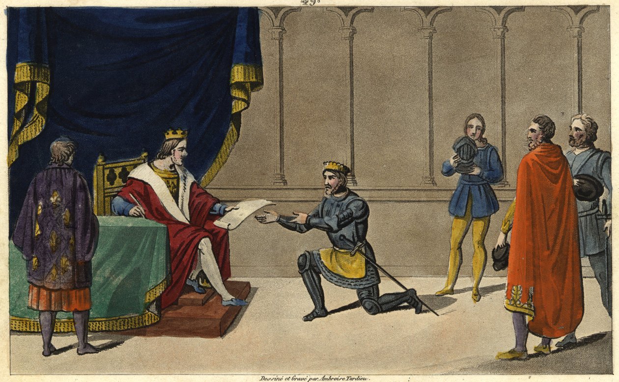 Nel 1327, Carlo IV il Bello (1294-1328) erige la signoria di Borbone in un ducato in favore del nipote di Roberto di Clermont e nipote di San Luigi, Luigi I da Ambroise Tardieu