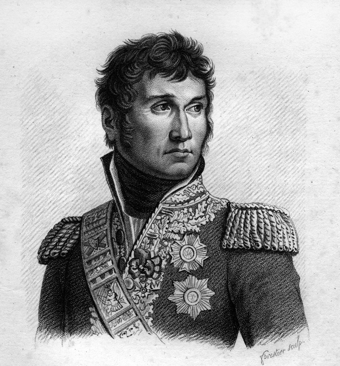 Jean Lannes (1769-1809), Duca di Montebello, Maresciallo francese in "Portraits des généraux français en suite des victoires et conquêtes des français". Inciso da Ambroise Tardieu nel 1818. Collezione Stella da Ambroise Tardieu