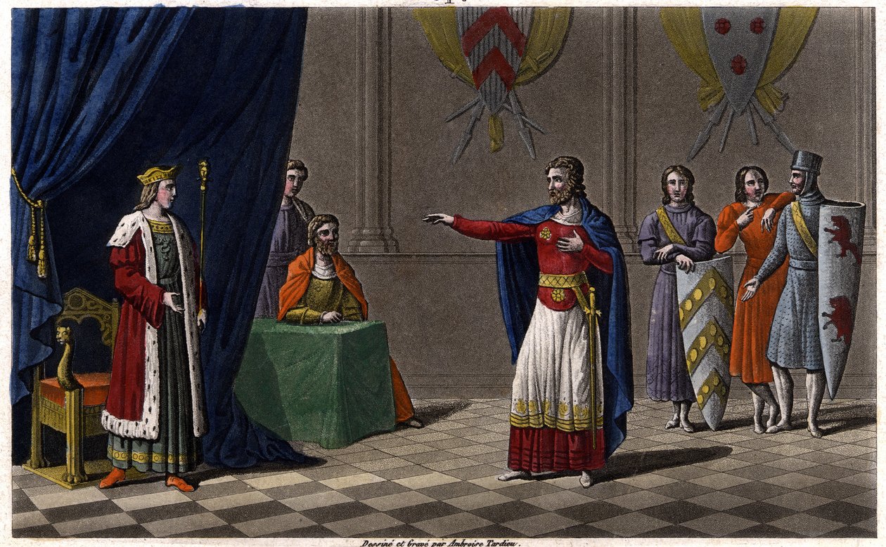 Luigi V il Fannullone (c. 967-987), proclamato Re di Francia con la protezione di Ugo Capeto, futuro re di Francia, nel 986. Disegnato e inciso da Ambroise Tardieu nel 1825 da Ambroise Tardieu
